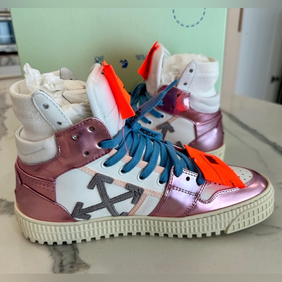 Off-White 3.0 Off Court Mirror Pink High Top Sneakers - Picture 4 of 10